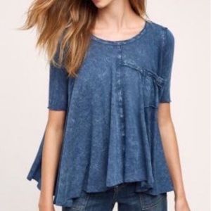 Anthropologie Eri + Ali Blue cotton swing top